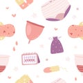 Female hygiene products seamless pattern
